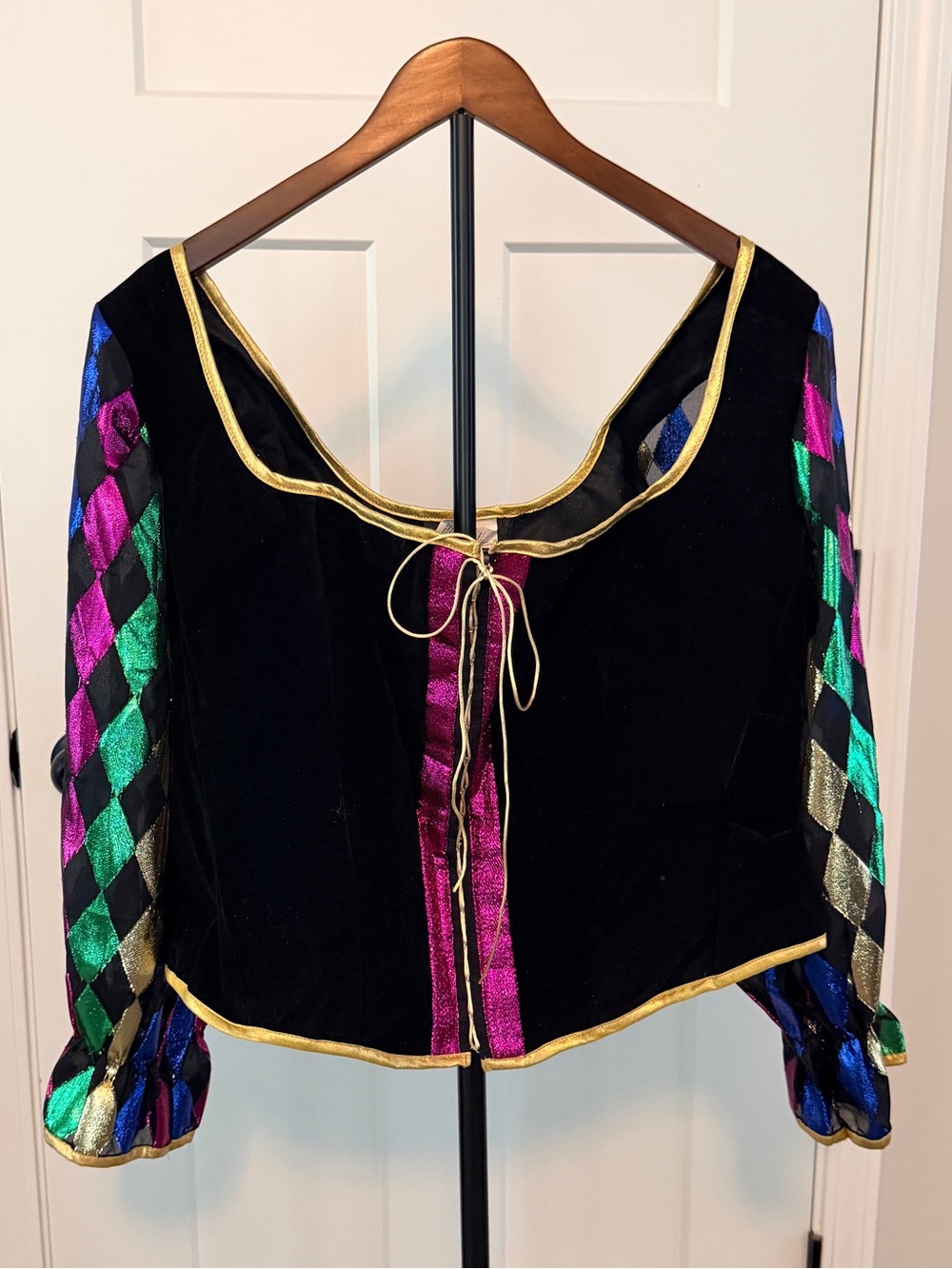 Velvet Halloween Harlequin costume top and skirt
